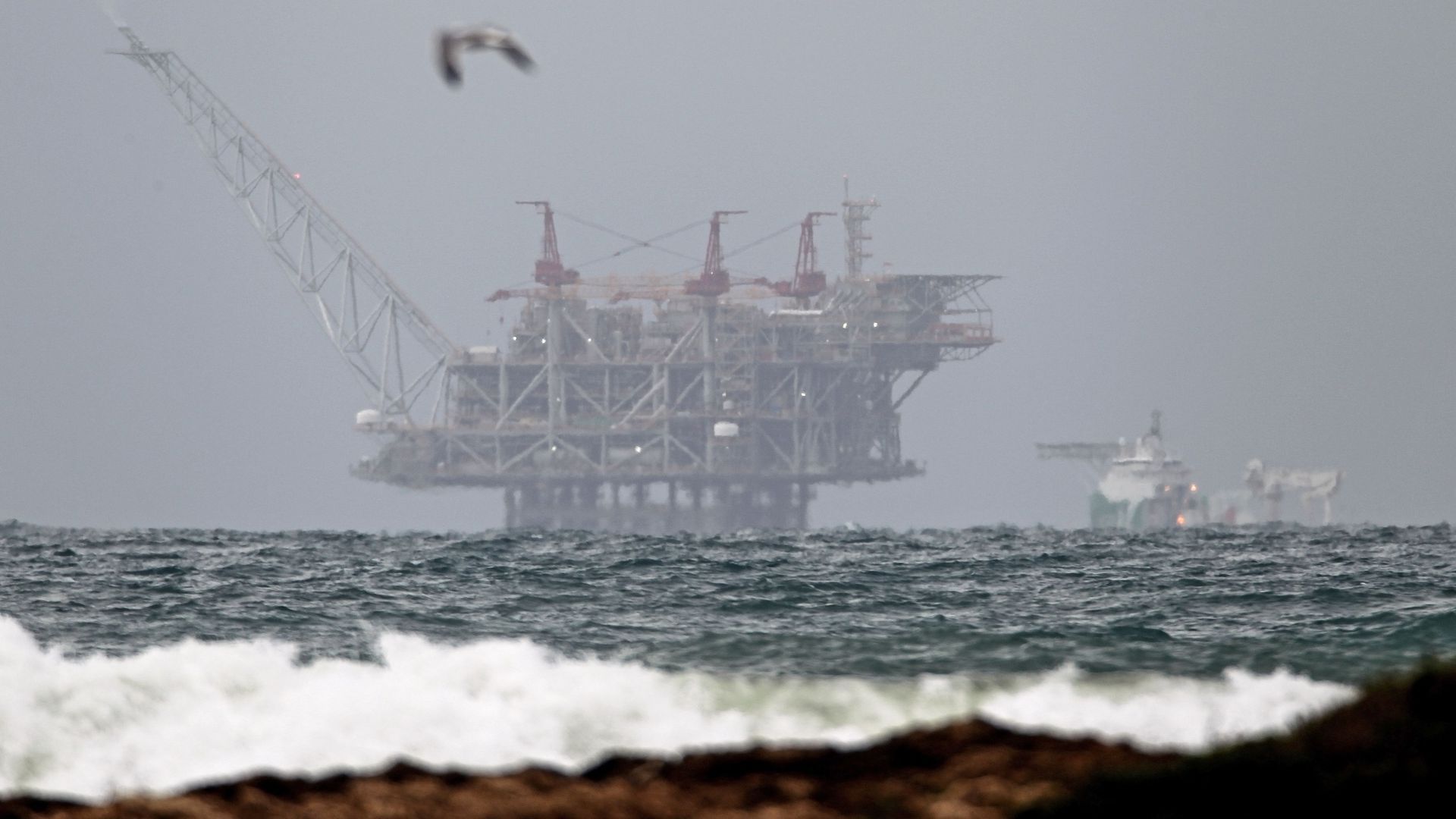 The platform of the Leviathan natural gas field in the Mediterranean Sea. Photo: Jack Guez/AFP via Getty Images