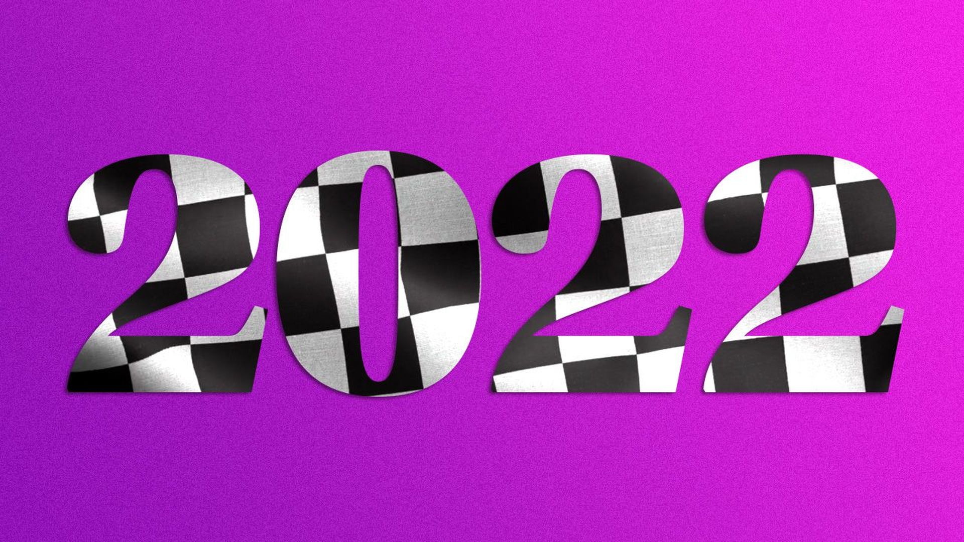 Illustration of the numerals 2022 filled with a waving checkered flag