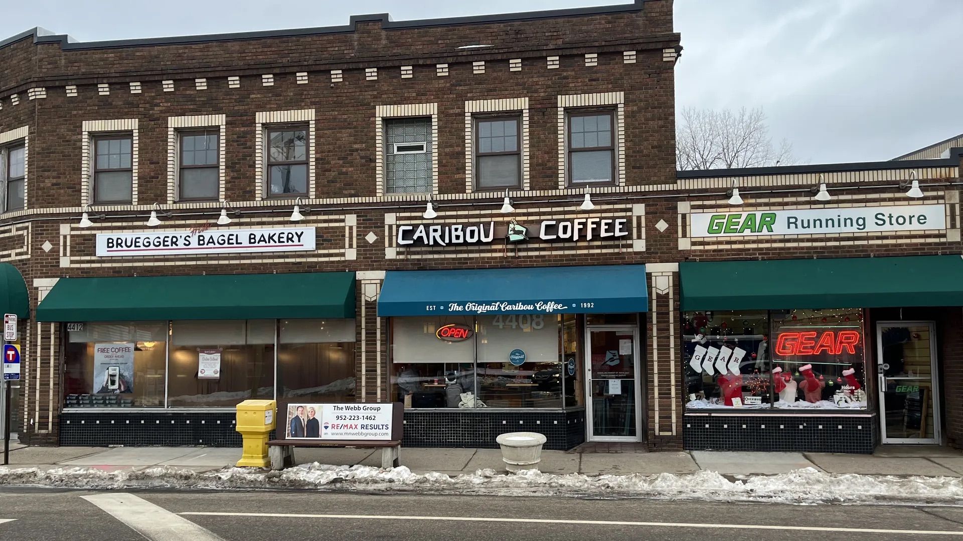 The exterior of a Caribou Coffee.