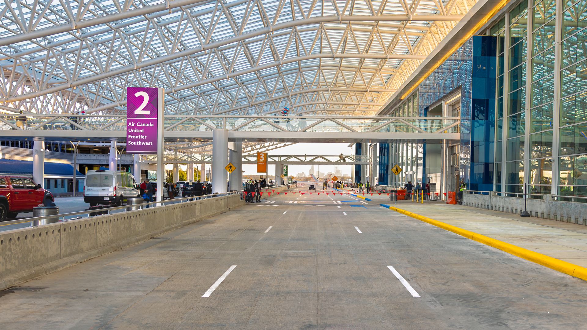 New shuttle bus lanes at Charlotte Douglas International Airport. 