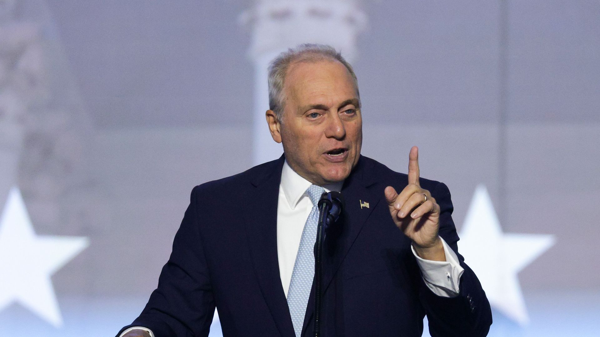 House Majority Leader Steve Scalise speaks at the Republicans' midterm convention in Dallas on Sept. 9.