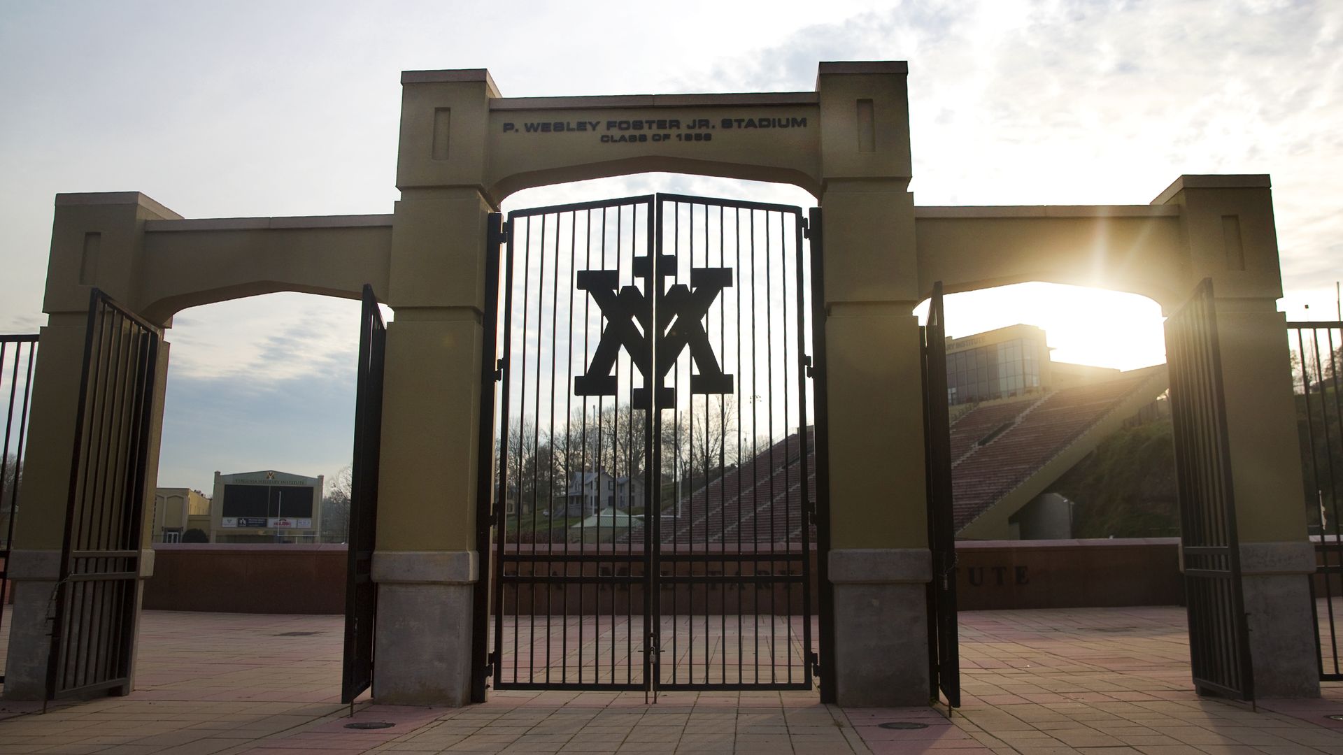 The entrance to Virginia Military Institute's P. Wesley Foster, Jr. Stadium.