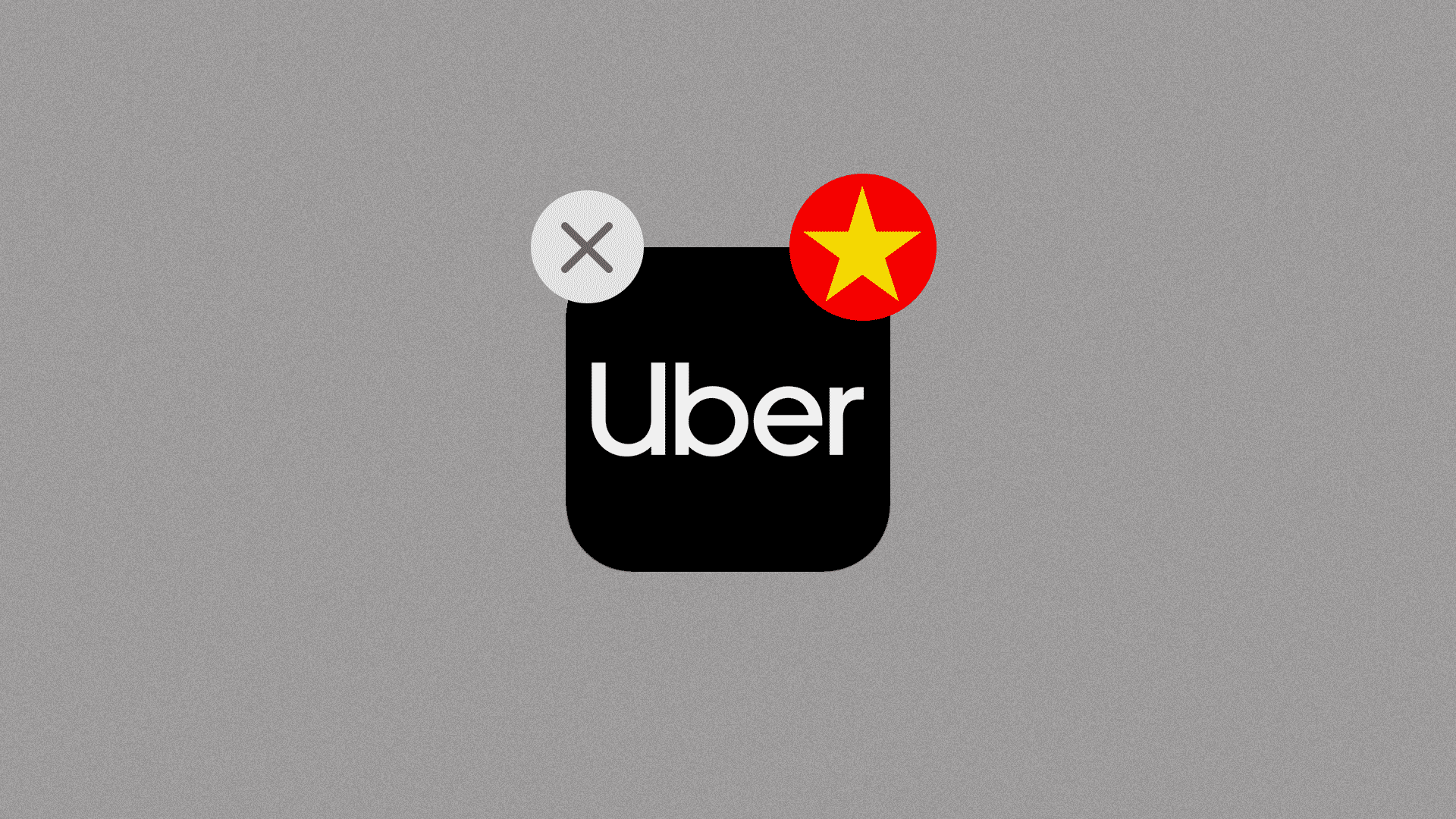 Animated GIF of the Uber app with a Chinese star notification it