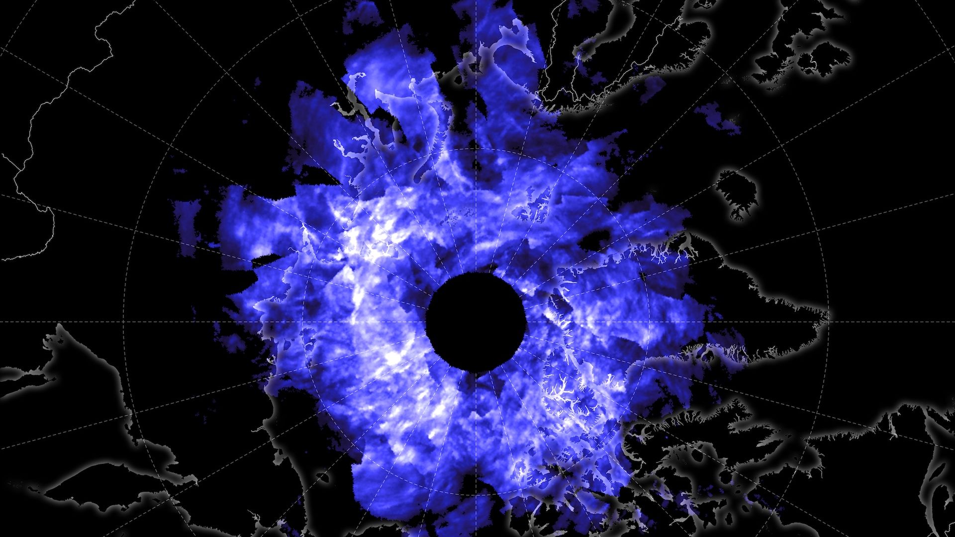 Noctilucent clouds as seen from space in June 2019.