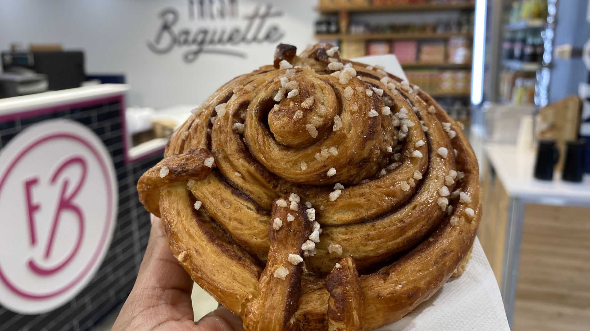 A large cinnamon bun. 