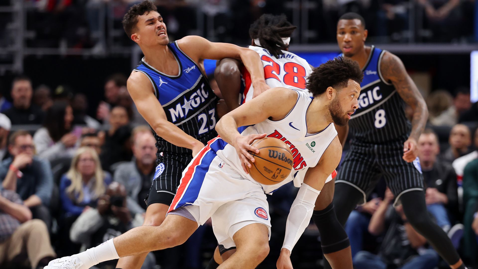 Cade Cunningham drives to the basket Wednesday against the Magic. 