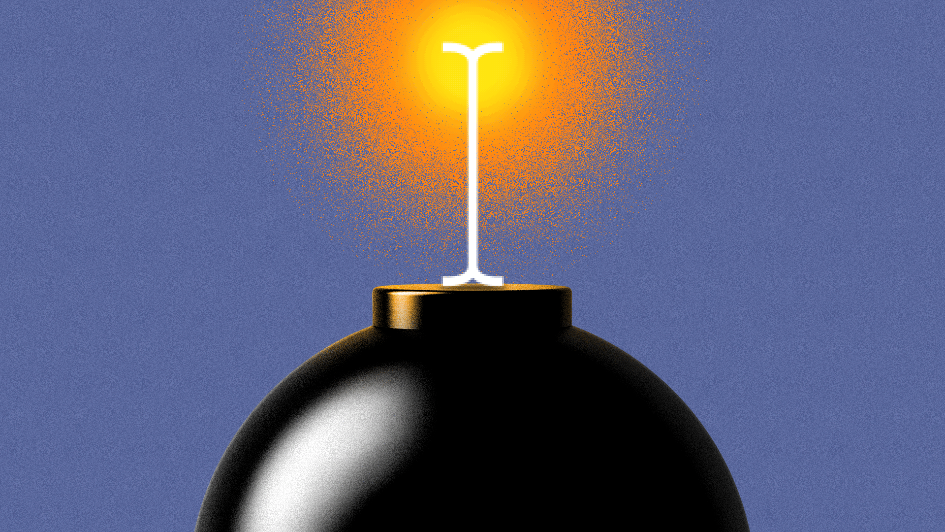 Illustration of a blinking cursor as a fuse on a bomb