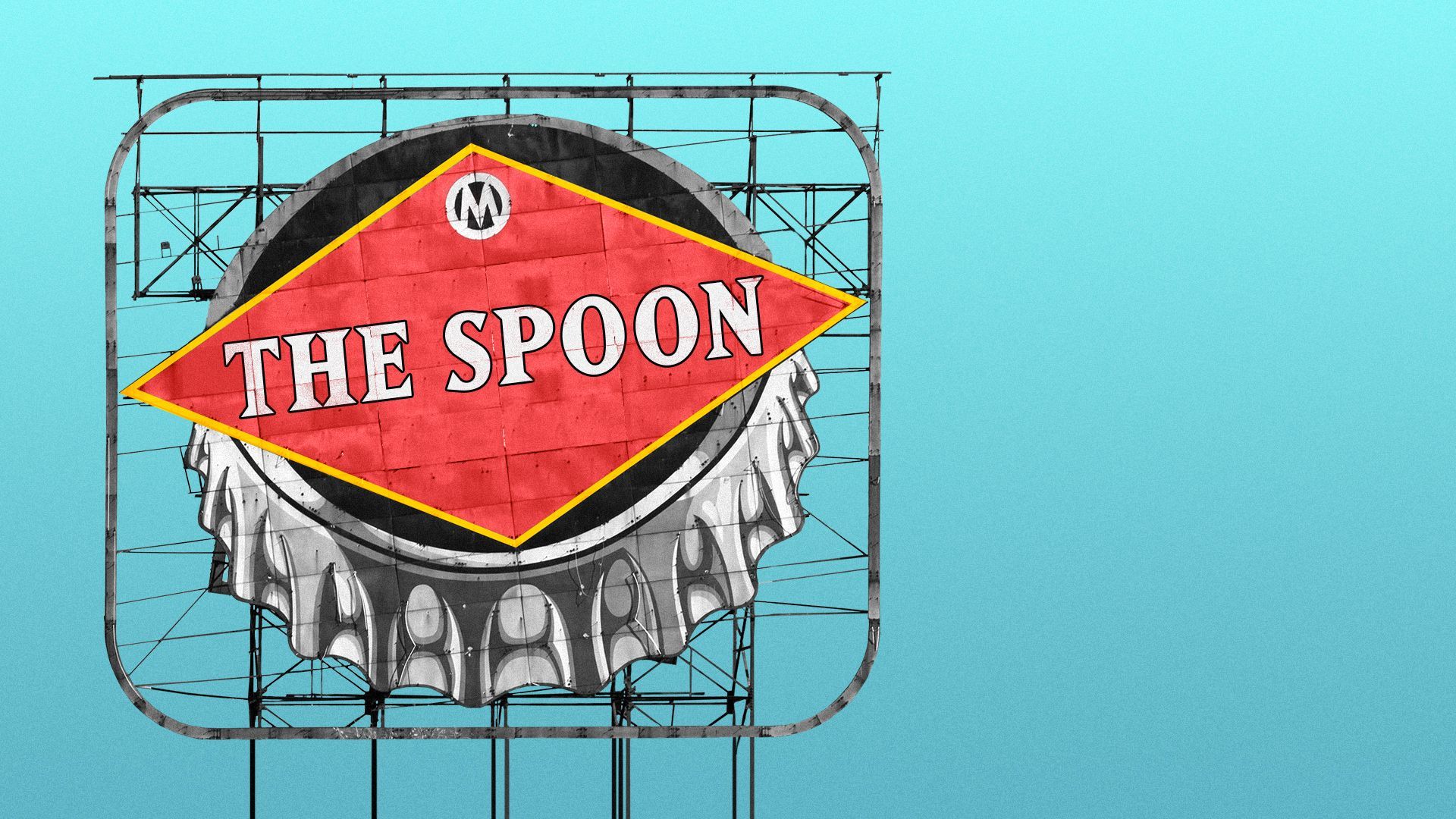 Illustration of "The Spoon" on the Grain Belt Beer sign.