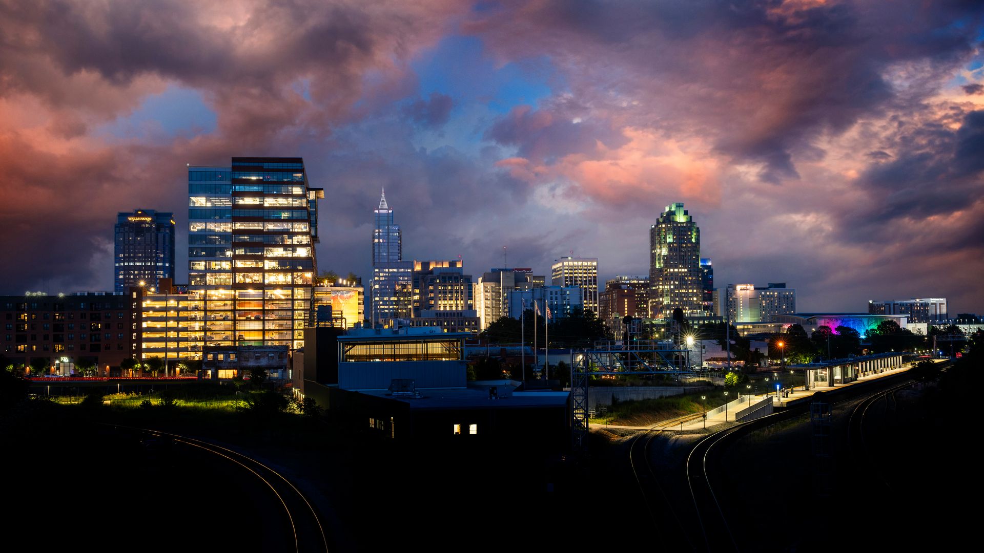 Downtown Raleigh at dusk