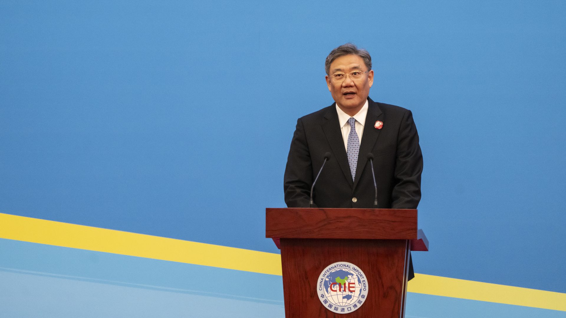 Wang Wentao, China's minister of commerce, during the China International Import Expo (CIIE) in Shanghai, China, on Tuesday, Nov. 5,