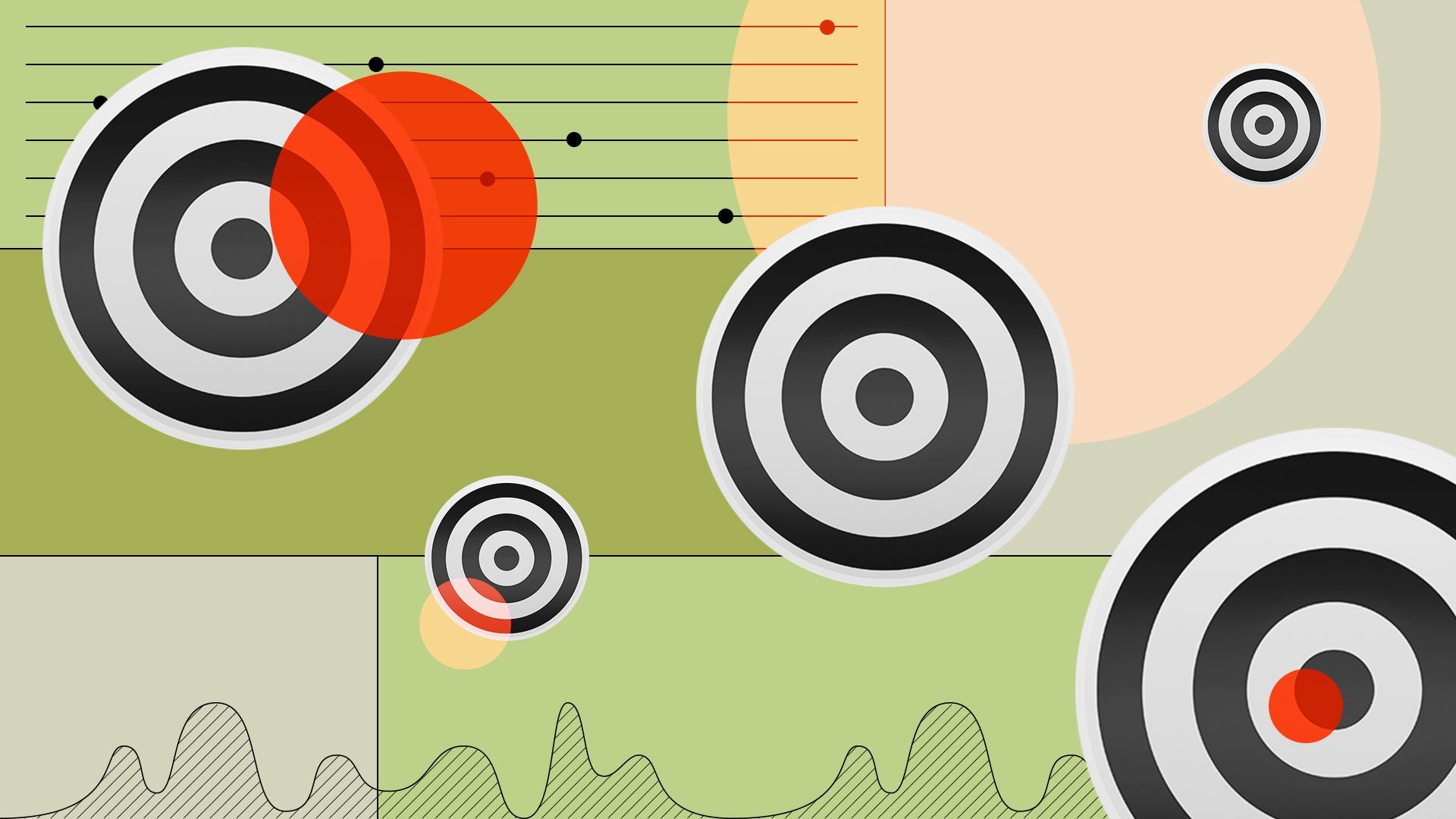 Illustrated collage of measurement lines and targets highlighted by abstract circles.