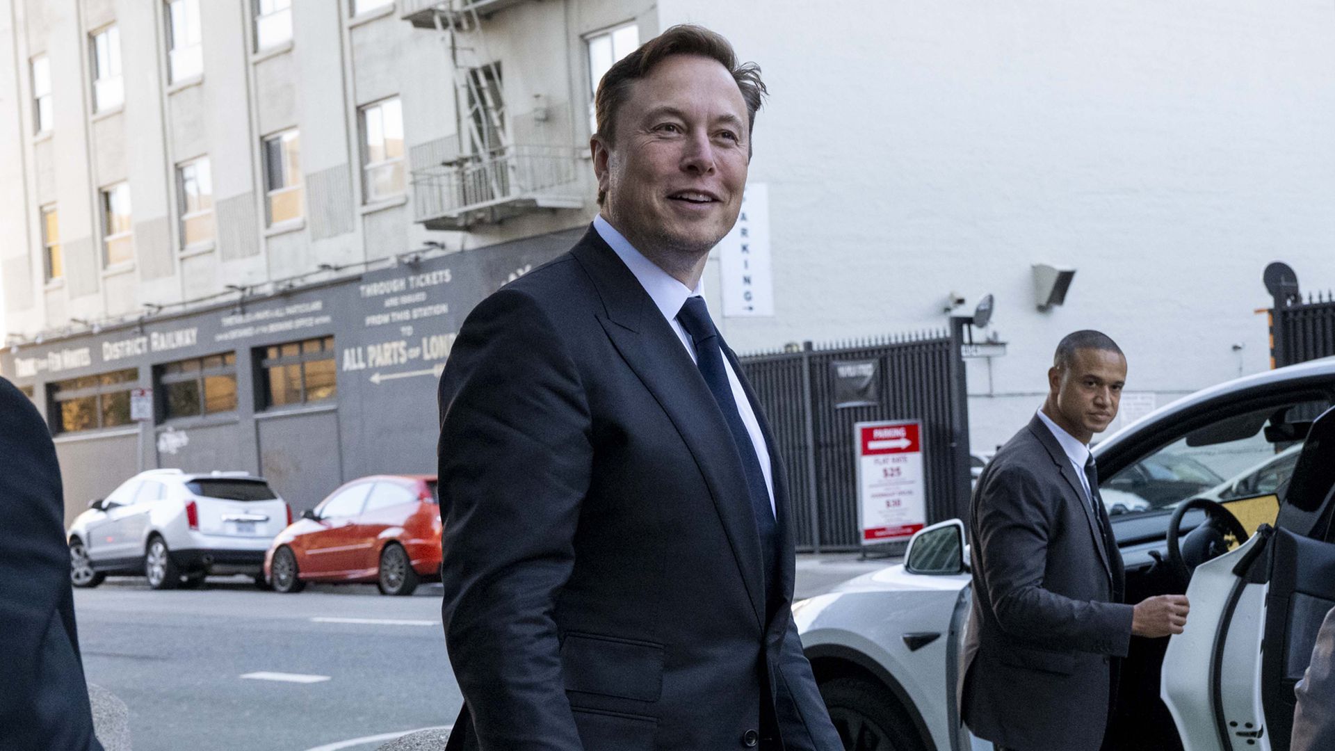 Tesla CEO Elon Musk departs court in San Francisco on Tuesday. Photo: Marlena Sloss/Bloomberg via Getty Images