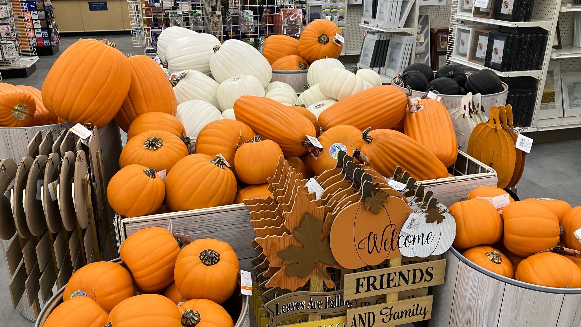 A pumpkin display at Michaels. 