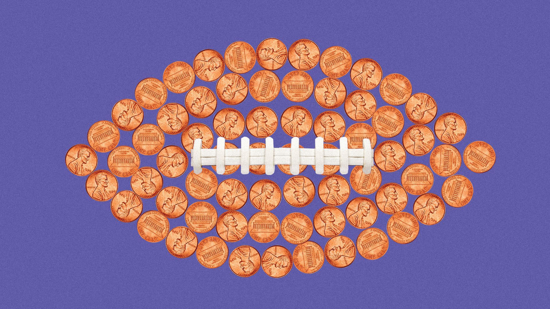 Illustration of a football made out of pennies