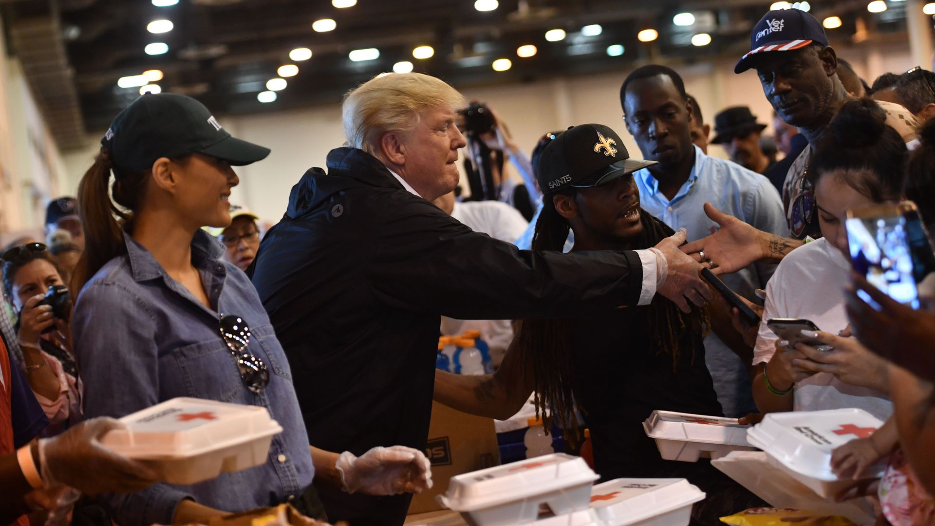 President Trump with Hurricane Harvey victims in Texas