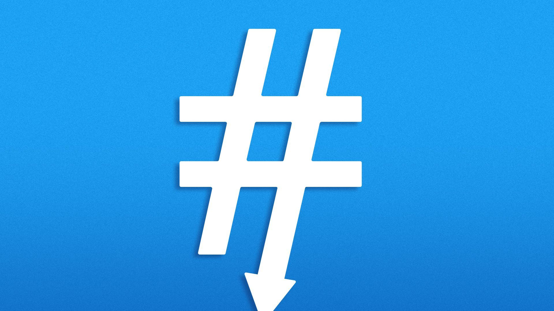 Illustration of a hashtag with a downward arrow. 