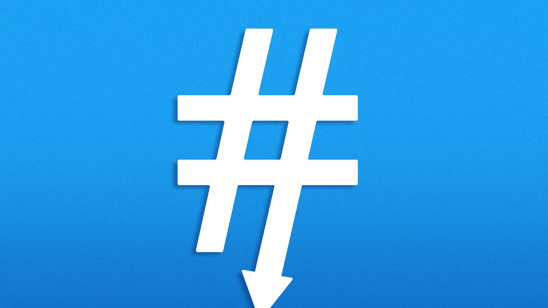 Illustration of a hashtag with a downward arrow.