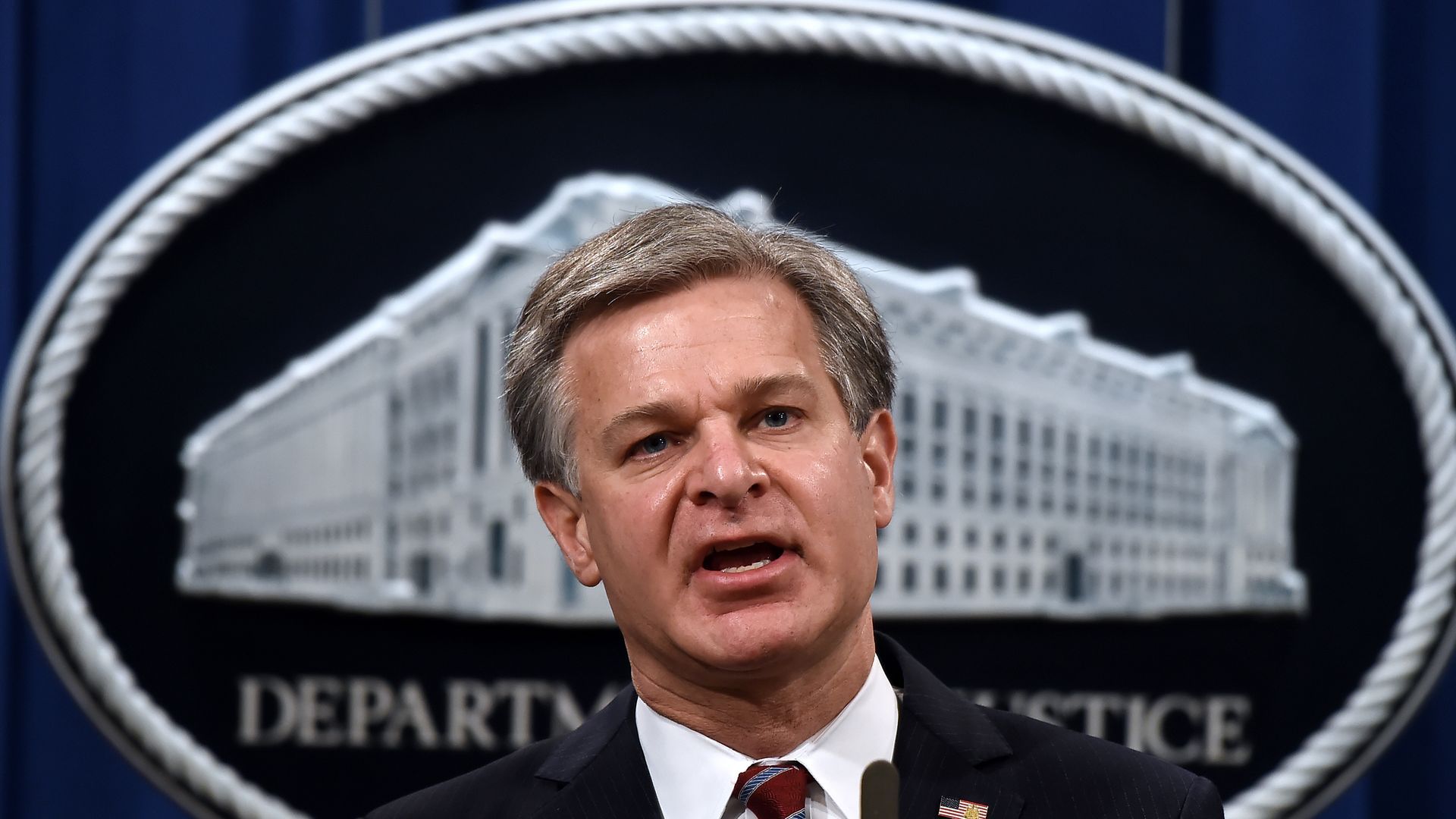 Federal Bureau of Investigation Director Christopher Wray during a press conference in September 2020.