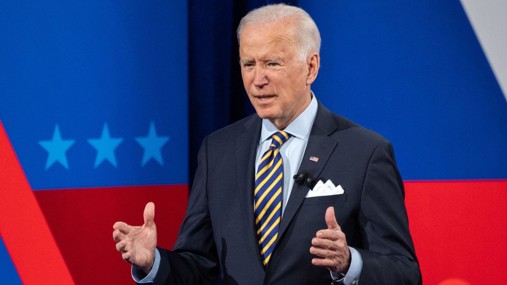 President Joe Biden participates in a CNN town hall at the Pabst Theater in Milwaukee, Wisconsin, February 16