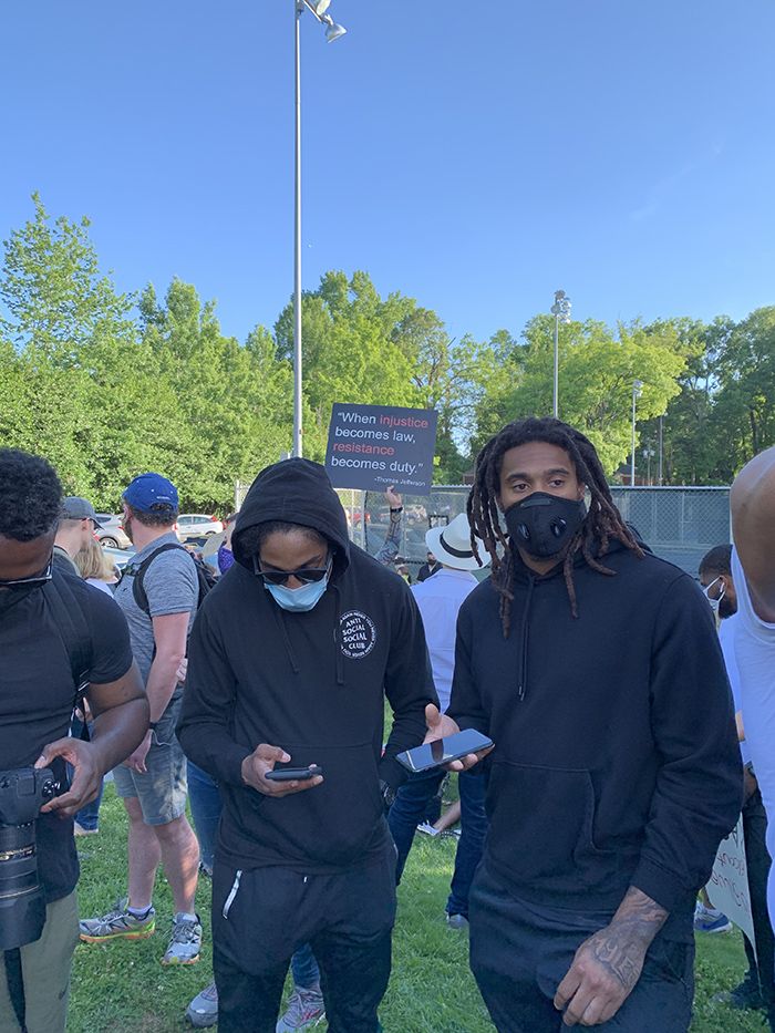 Protesters in Myers Park