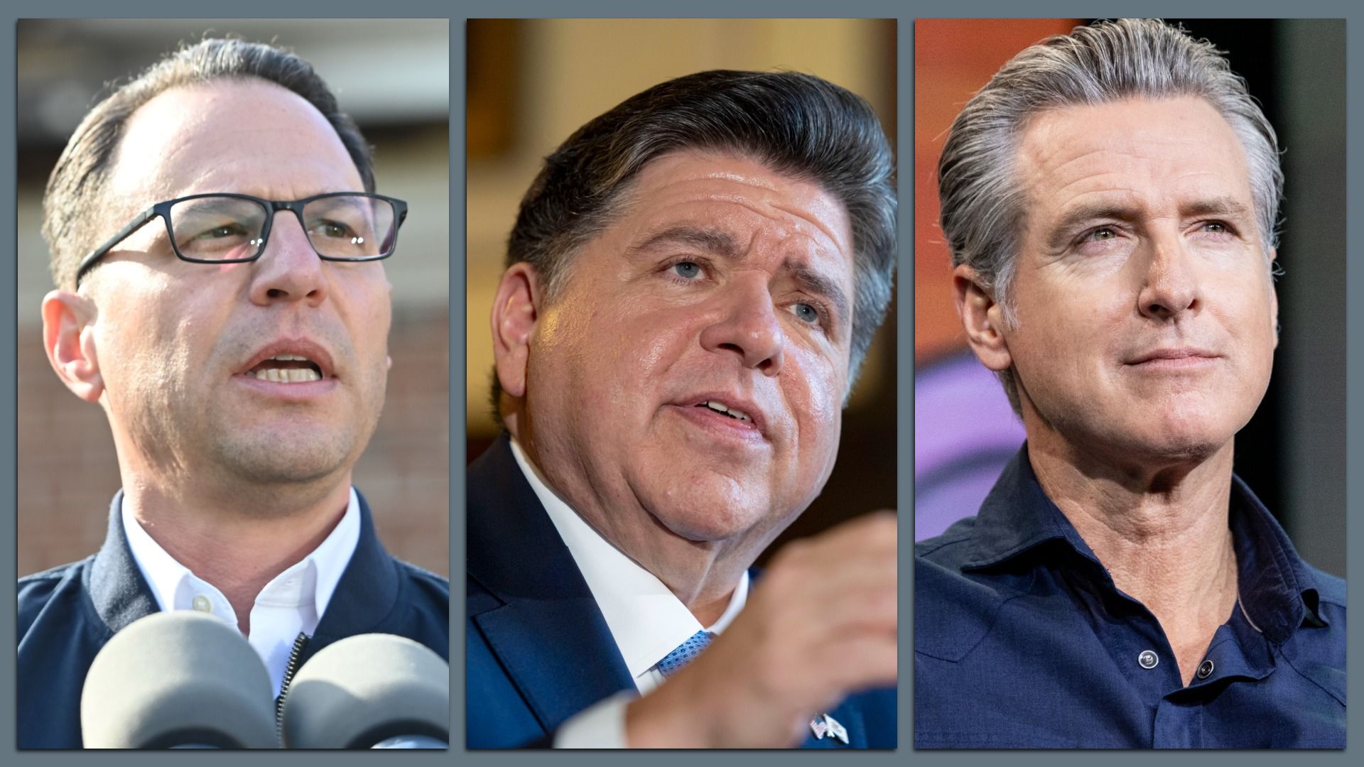 Josh Shapiro, JB Pritzker and Gavin Newsom
