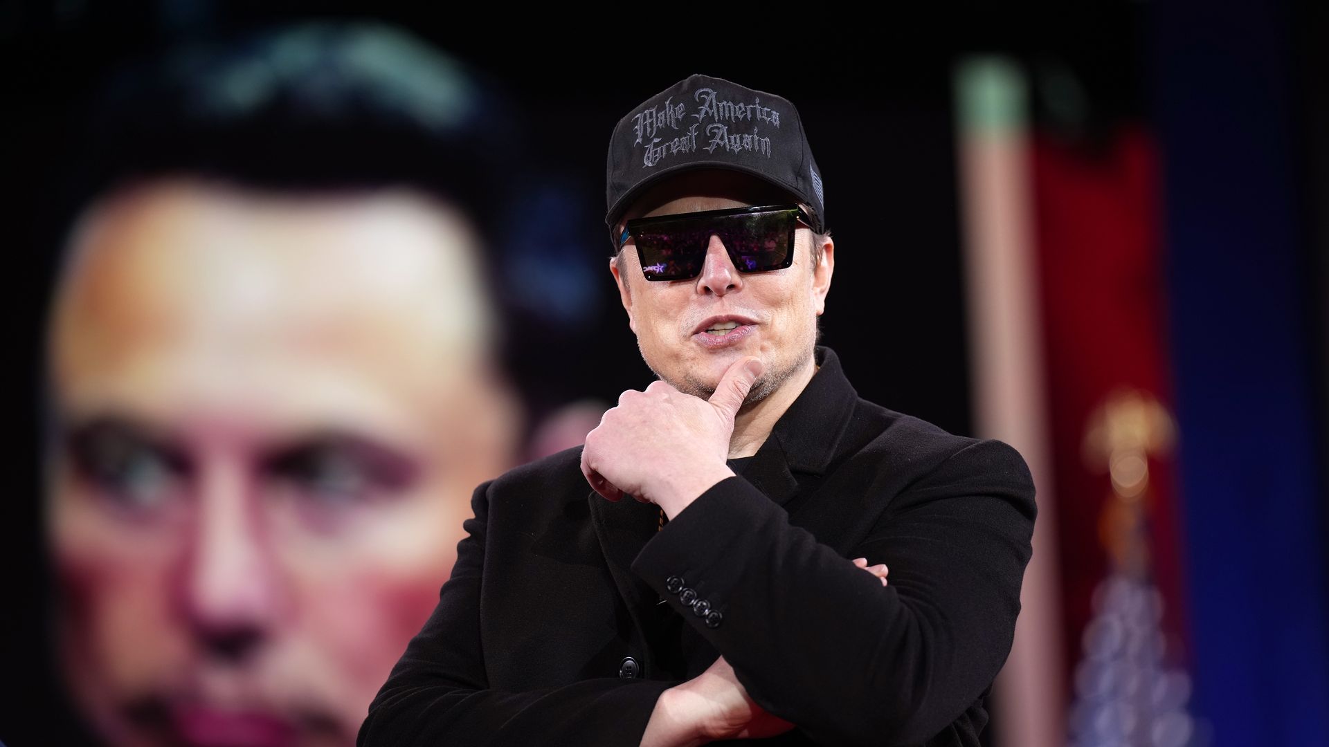 Elon Musk all in black