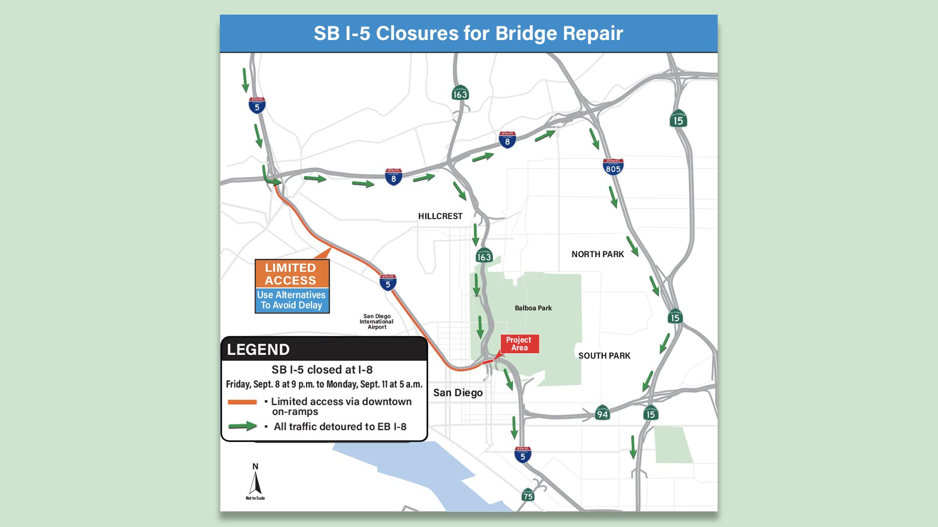 Map of weekend I-5 closures