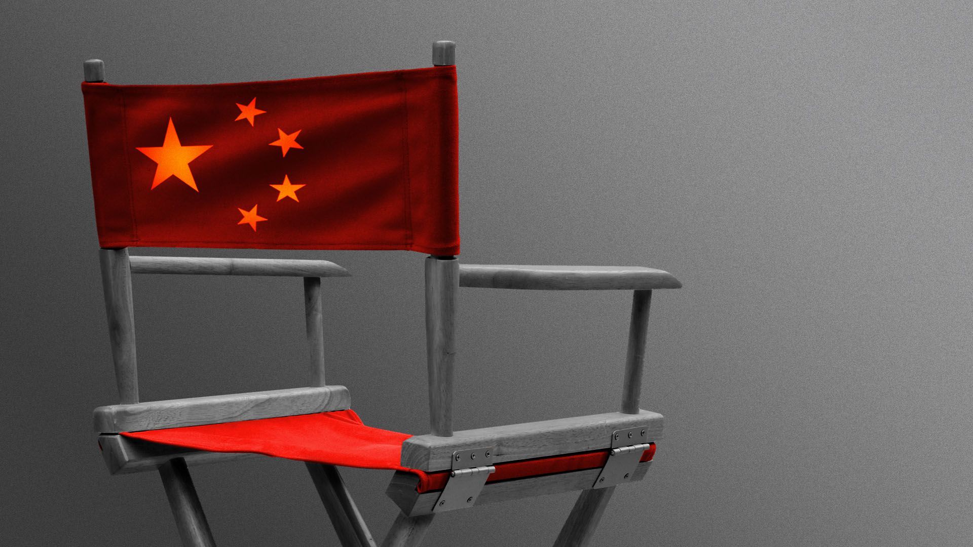 Illustration of a director's chair with a chinese flag