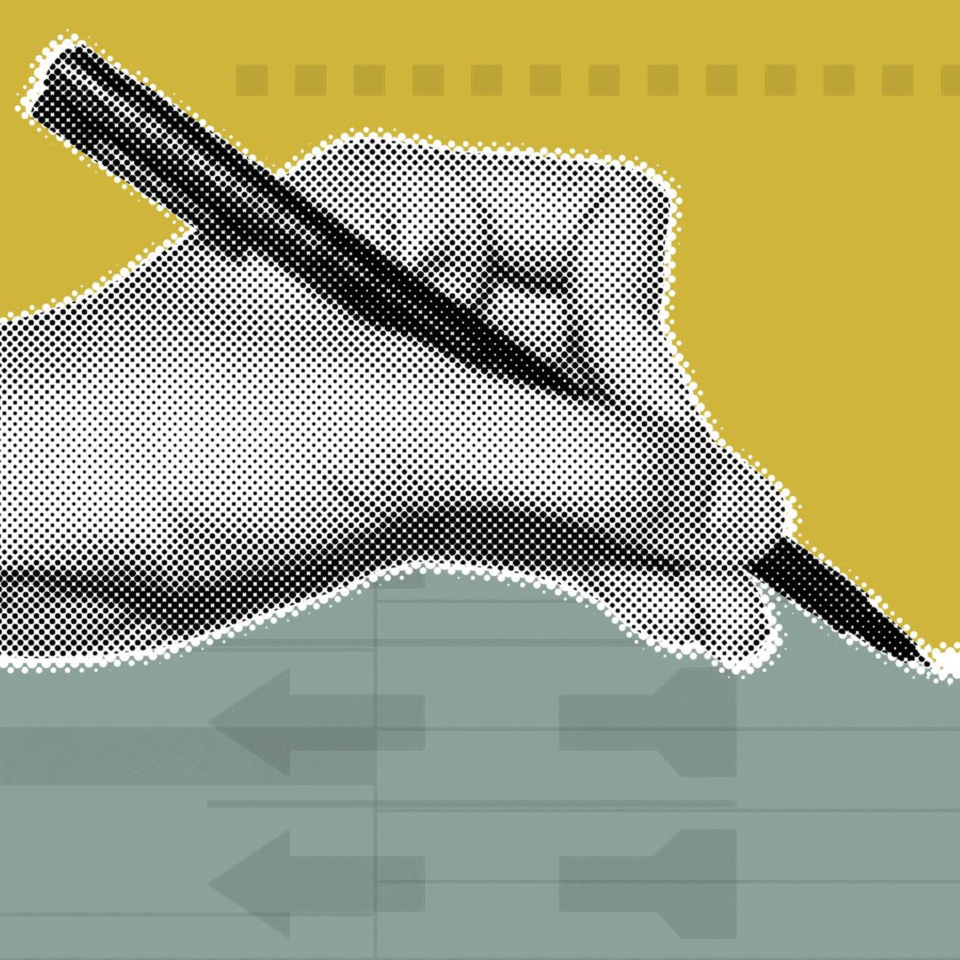 Illustration of a hand holding a pen with abstract ballot elements in the background.