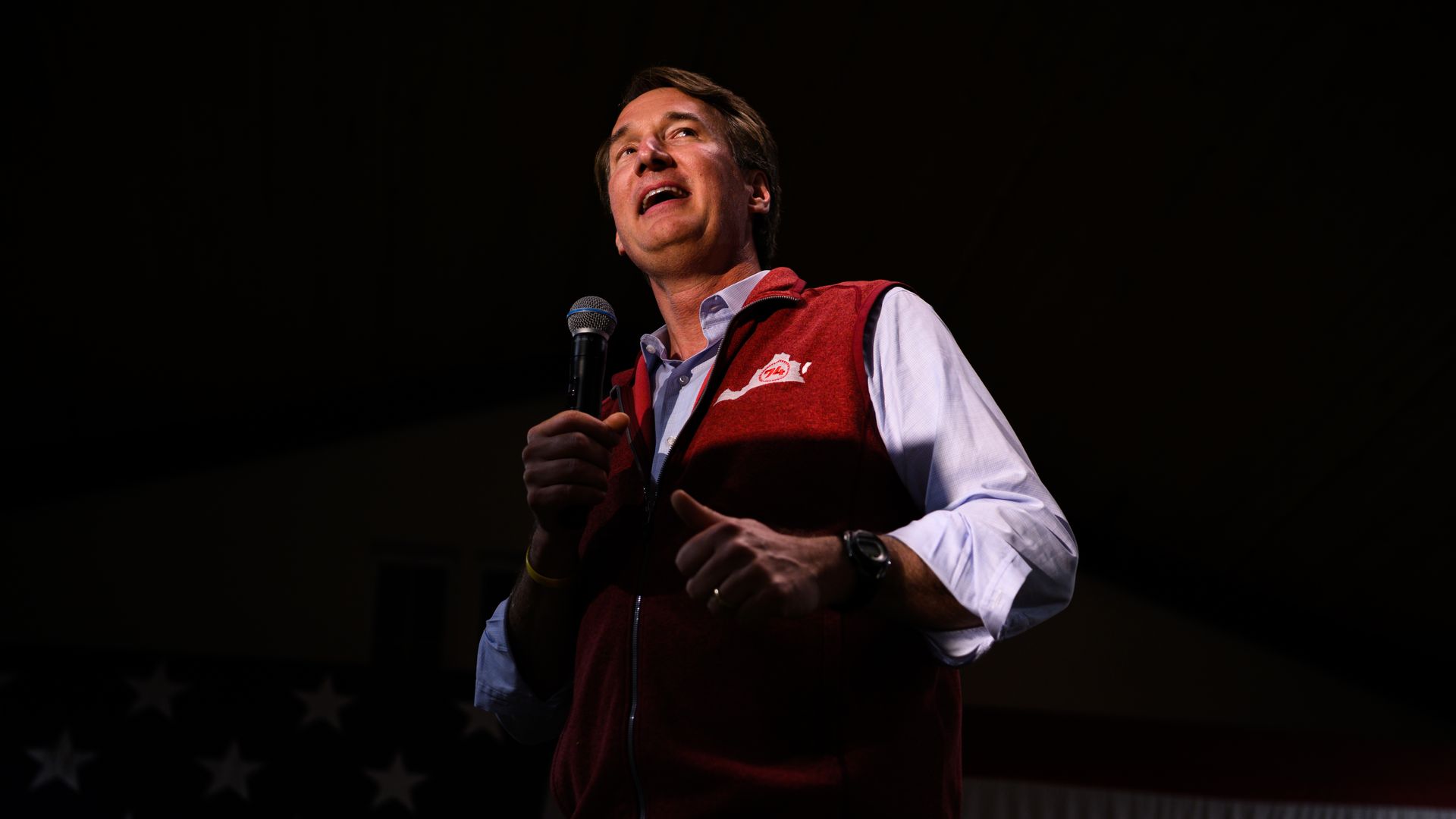 Virginia Gov. Glenn Youngkin speaks during a rally for Oregon gubernatorial candidate Christine Drazan on October 18, 2022 in Aurora, Oregon. Drazan was joined by Virginia Gov. Glenn Youngkin to help drum up support in a hotly contested gubernatorial race in Oregon