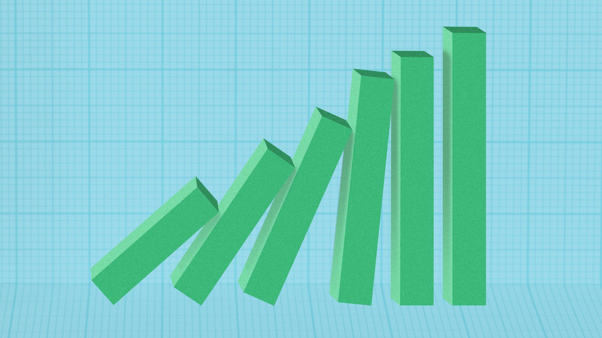 A falling bar graph.