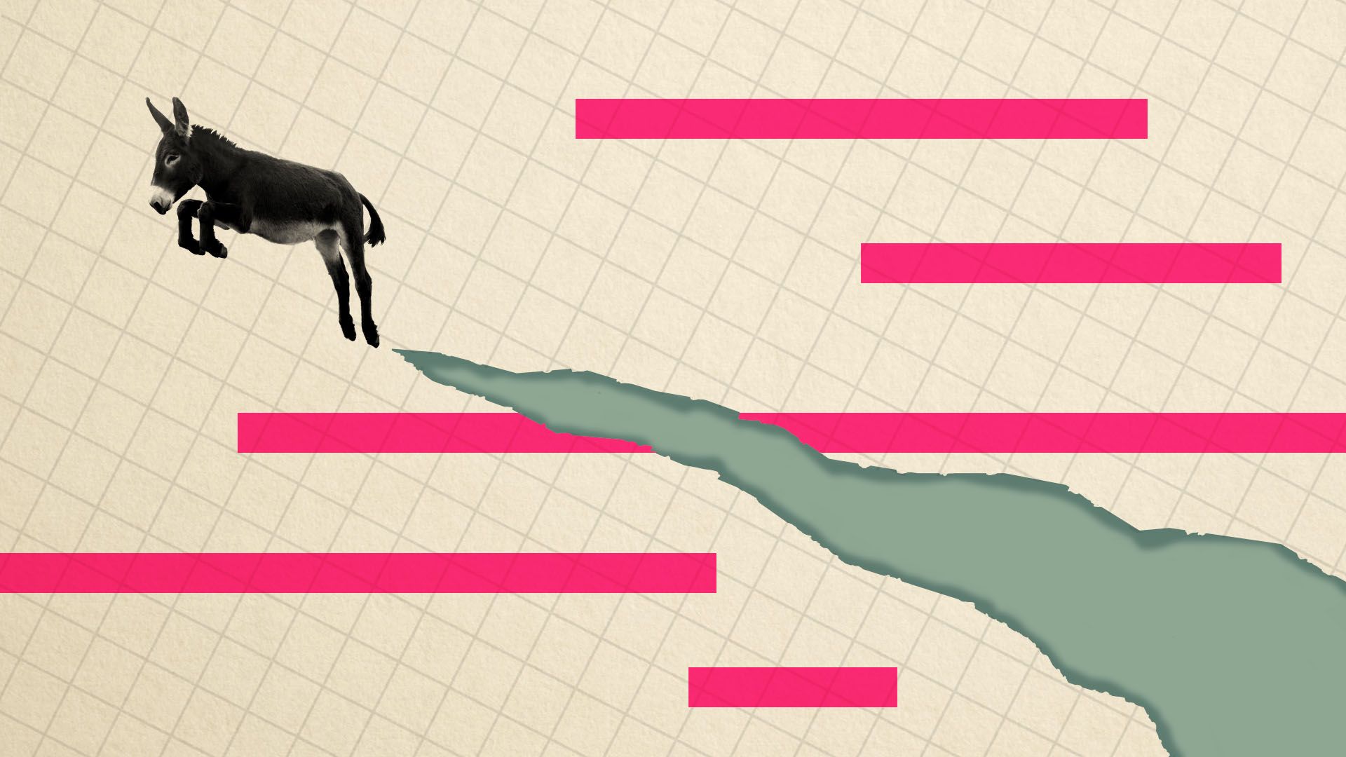 Illustration of a donkey tearing through the background