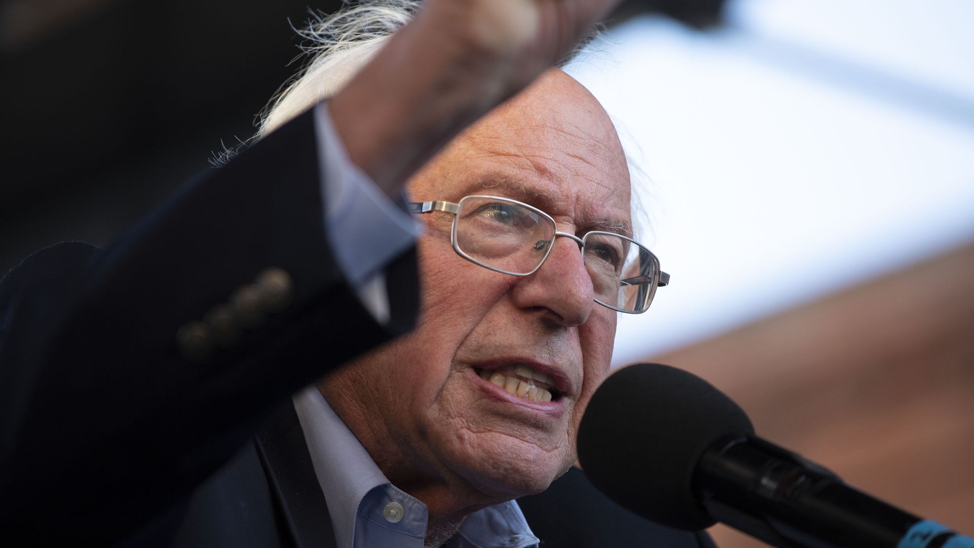 Bernie Sanders gives a campaign speech