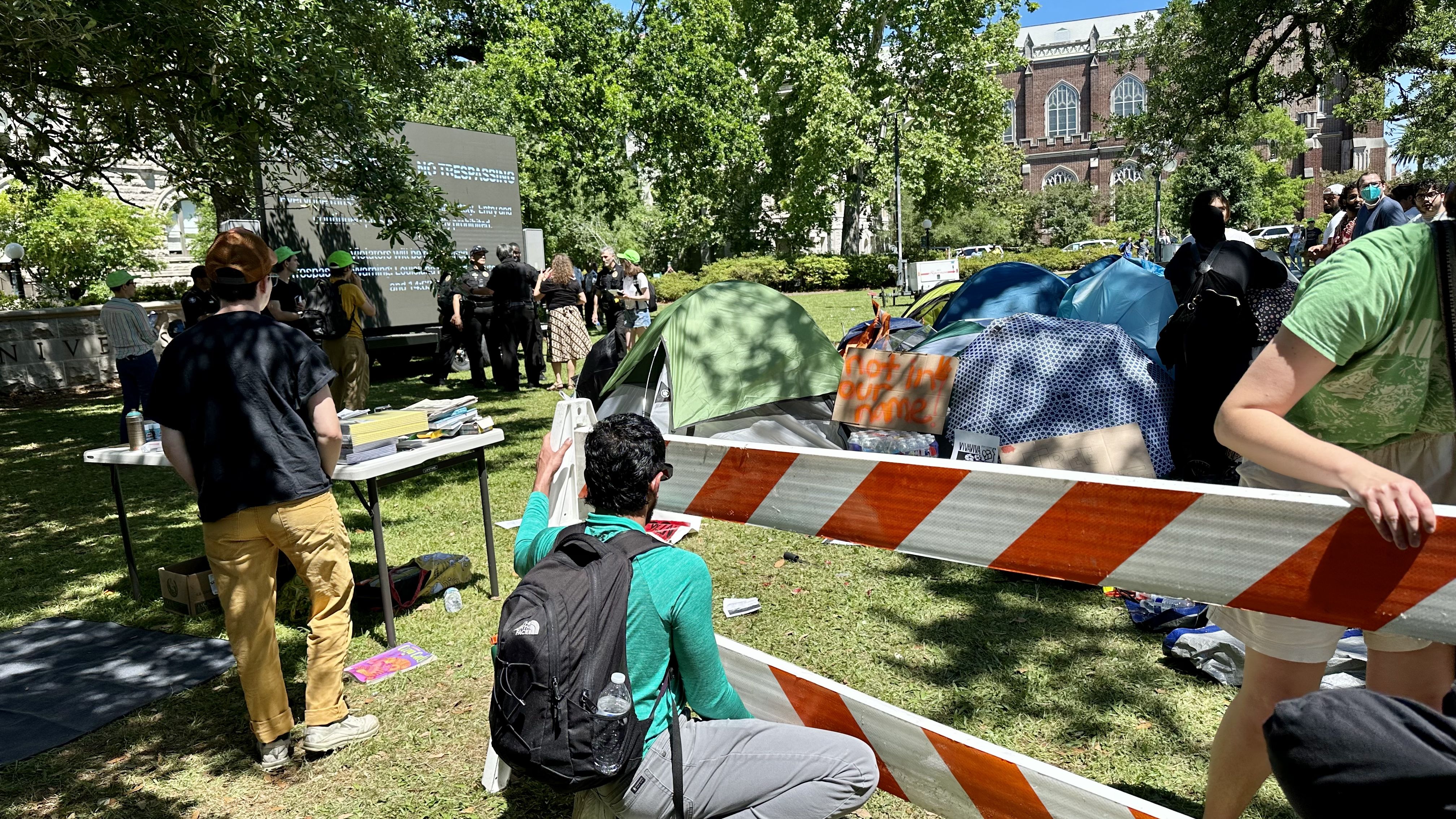 Photos show people protesting at Tulane University in New Orleans
