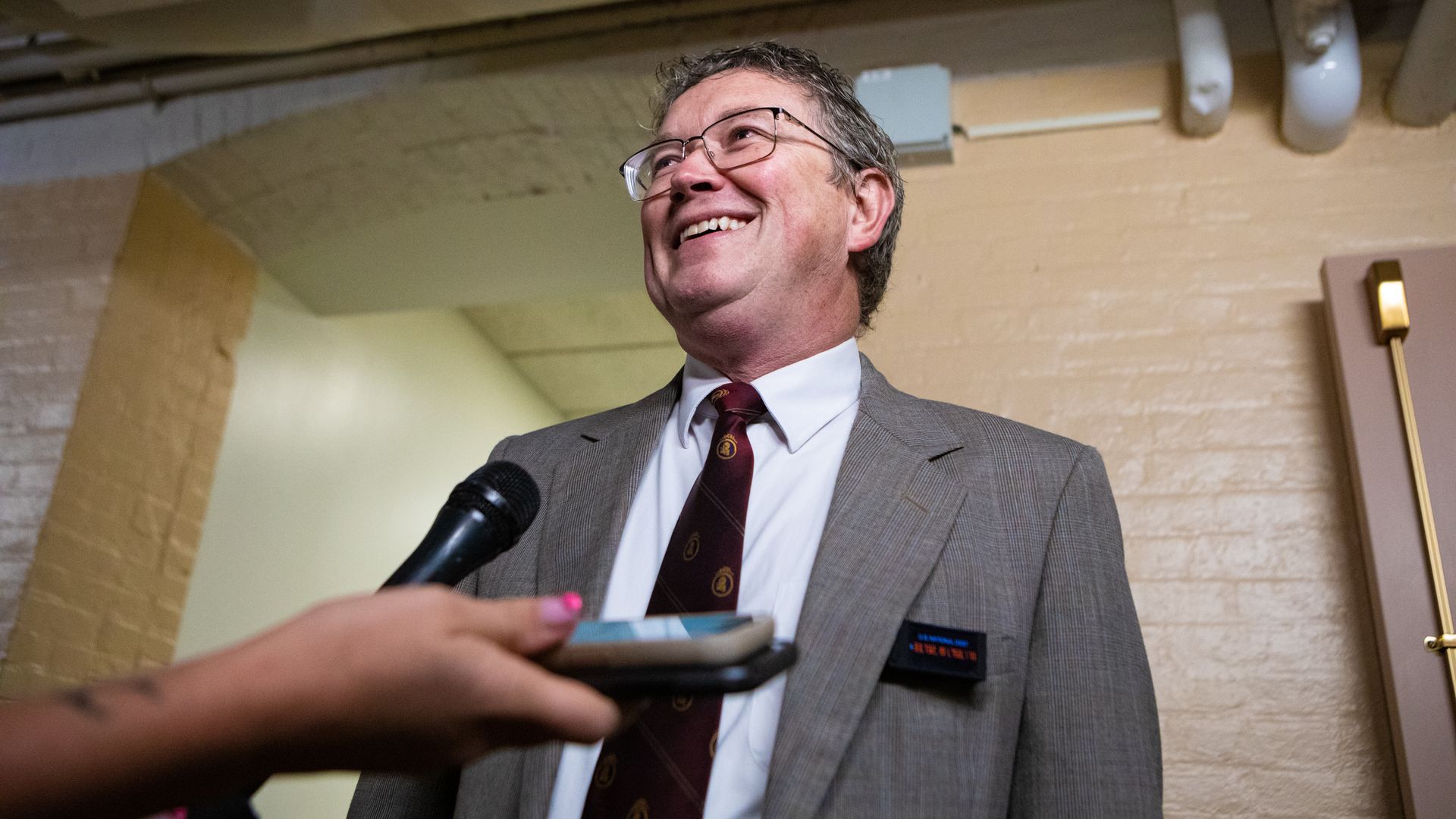 Rep. Thomas Massie (R-Ky.) speaking in the Capitol building on Nov. 14.