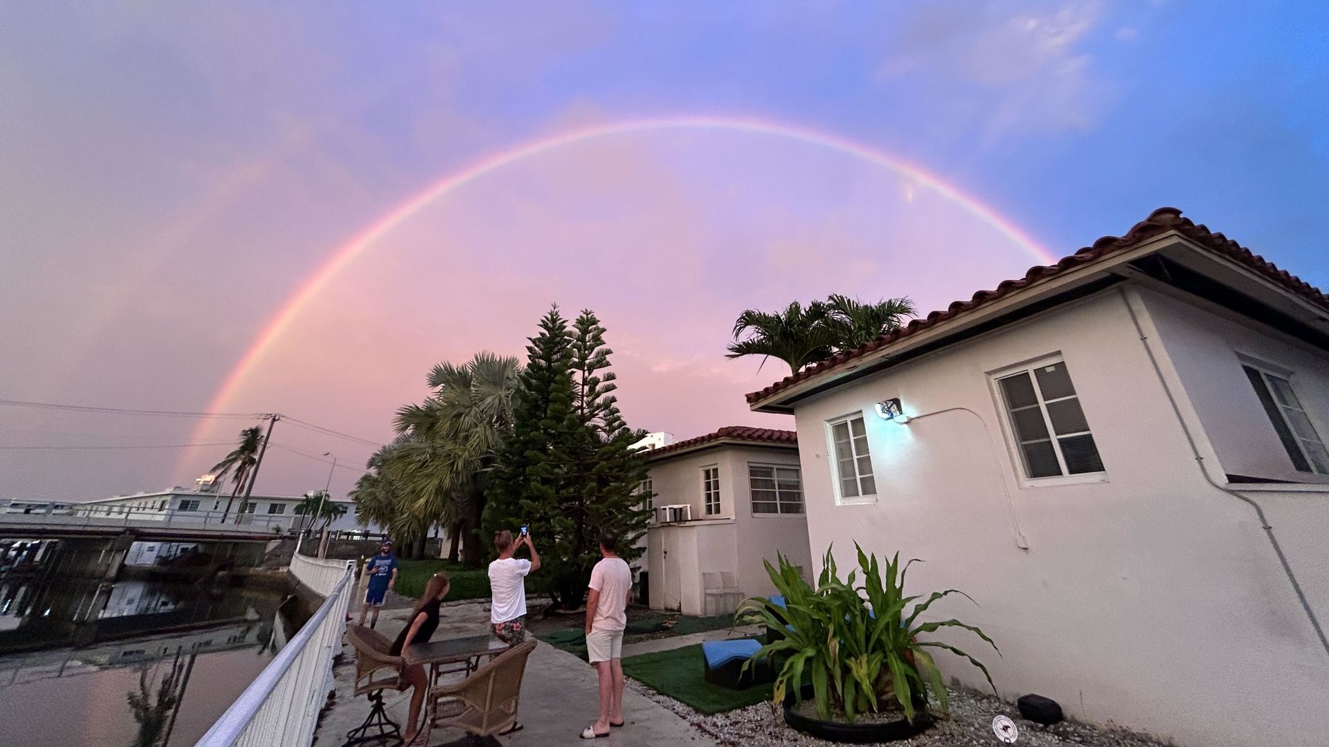 A double rainbow over Miami Beach