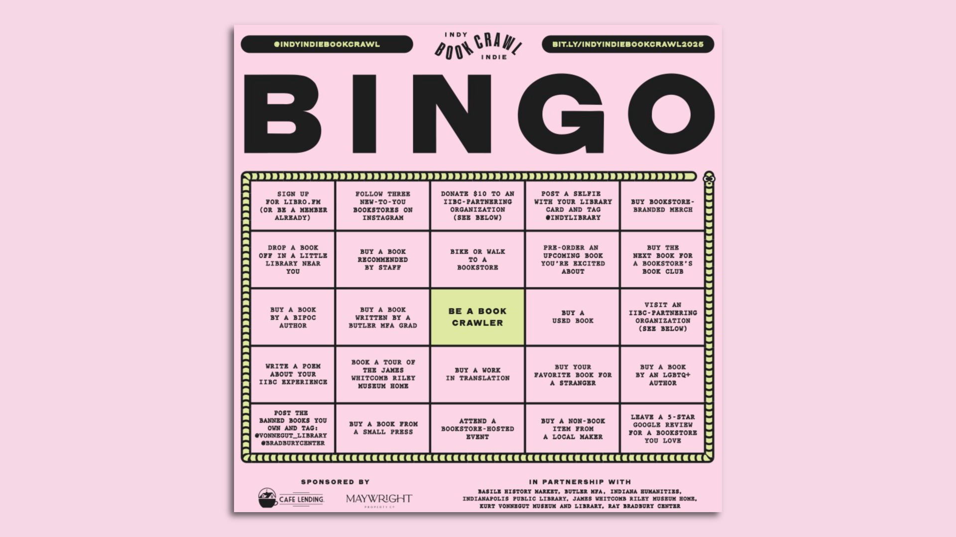 A pink bingo card