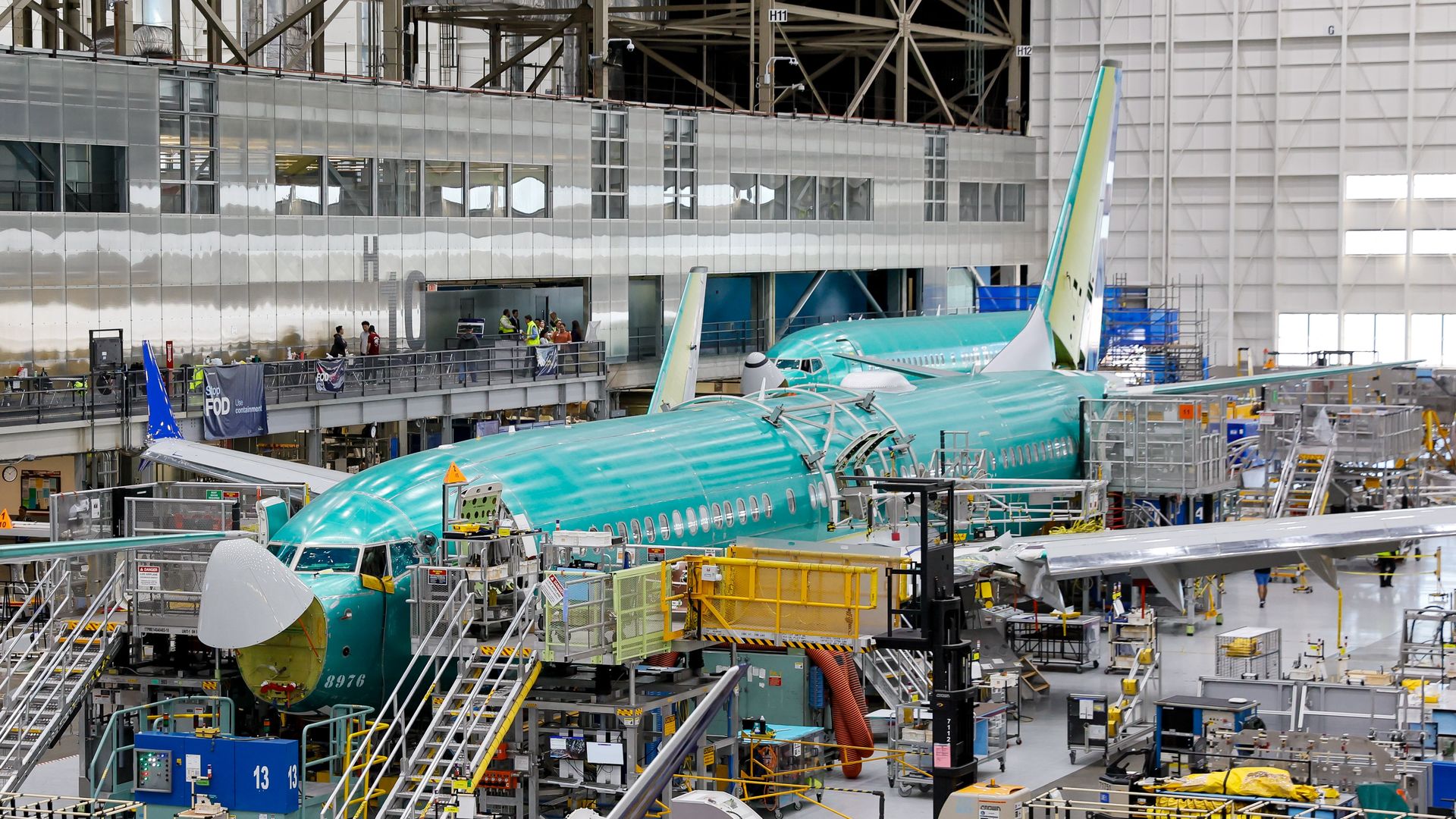 Boeing 737 MAX aircraft are assembled at the Boeing Renton Factory in Renton, Washington, on June 25, 2024. At its plane factory near Seattle, Boeing has increased employee training, appointed mentors for new recruits, brought back retirees as coaches and stepped up tracking of performance metrics. 