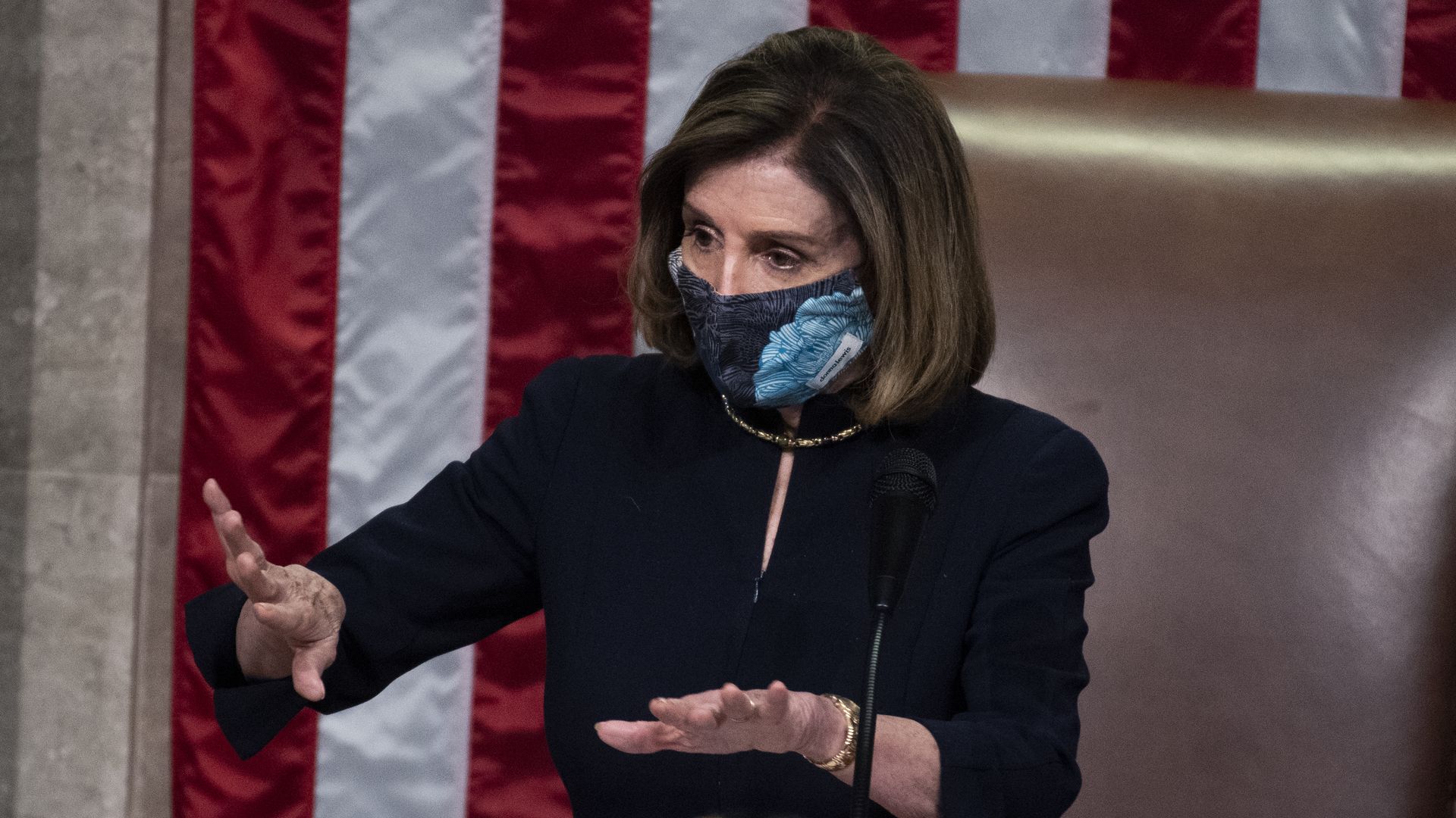 Speaker of the House Nancy Pelosi, D-Calif., prepares to gavel the House into recess after the chamber voted to impeach President Donald Trump for inciting an insurrection on Wednesday, January 13
