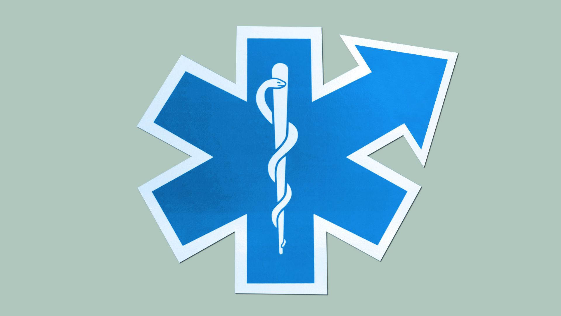 Illustration of an EMS symbol with one of the crossbars forming an upward arrow.