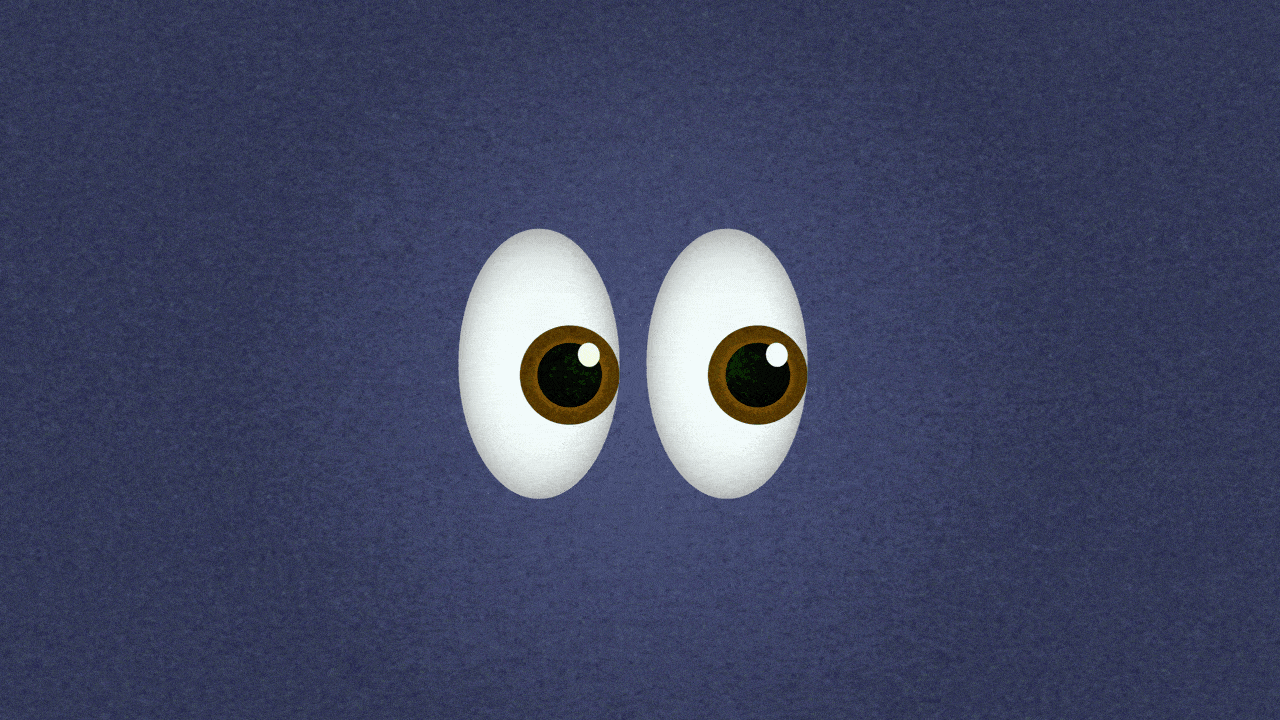 Animated illustration of an eyes emoji with a succession of sparkle shapes growing from the pupil and spreading out to cover the frame.