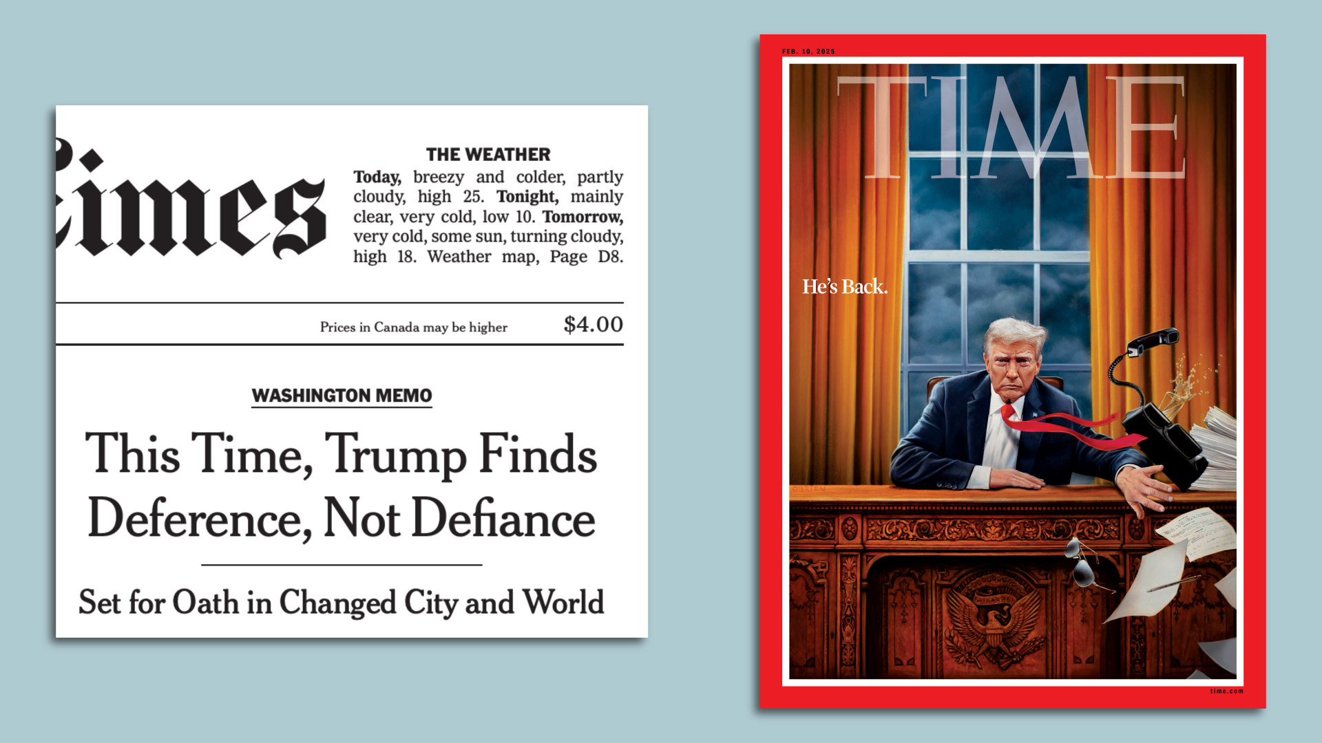 Lead story of today's New York Times; TIME cover illustration: Tim O'Brien