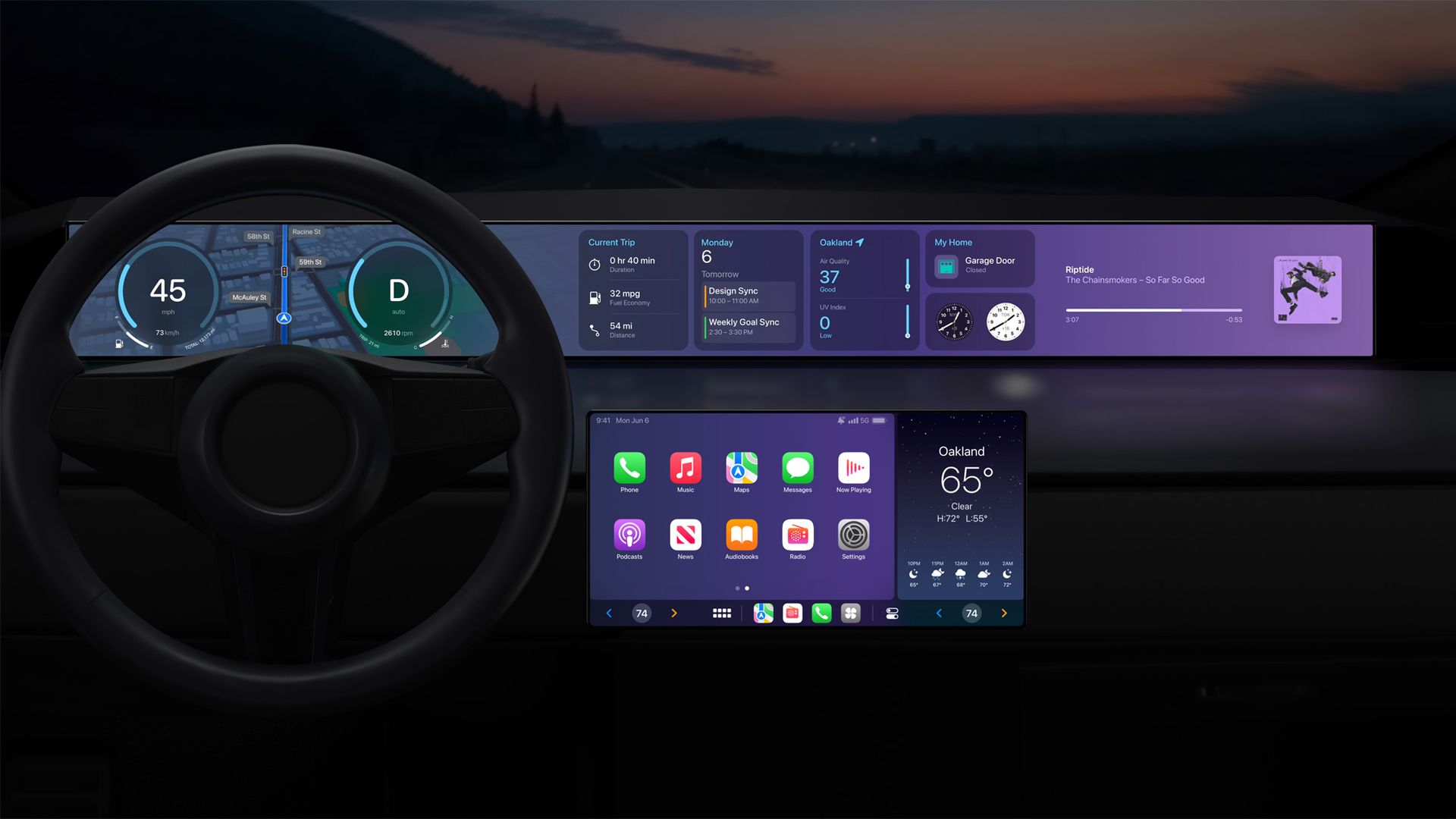 The next generation of CarPlay, as shown by Apple at WWDC2022