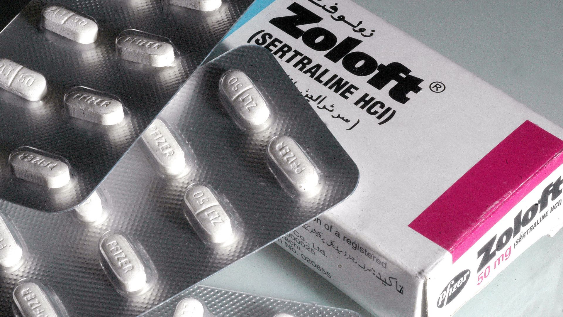 A box of the drug Zoloft.