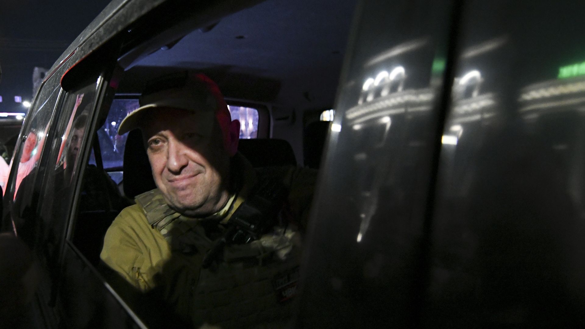 Yevgeny Prigozhin in a vehicle in Rostov-on-Don, Russia, in June 2023.