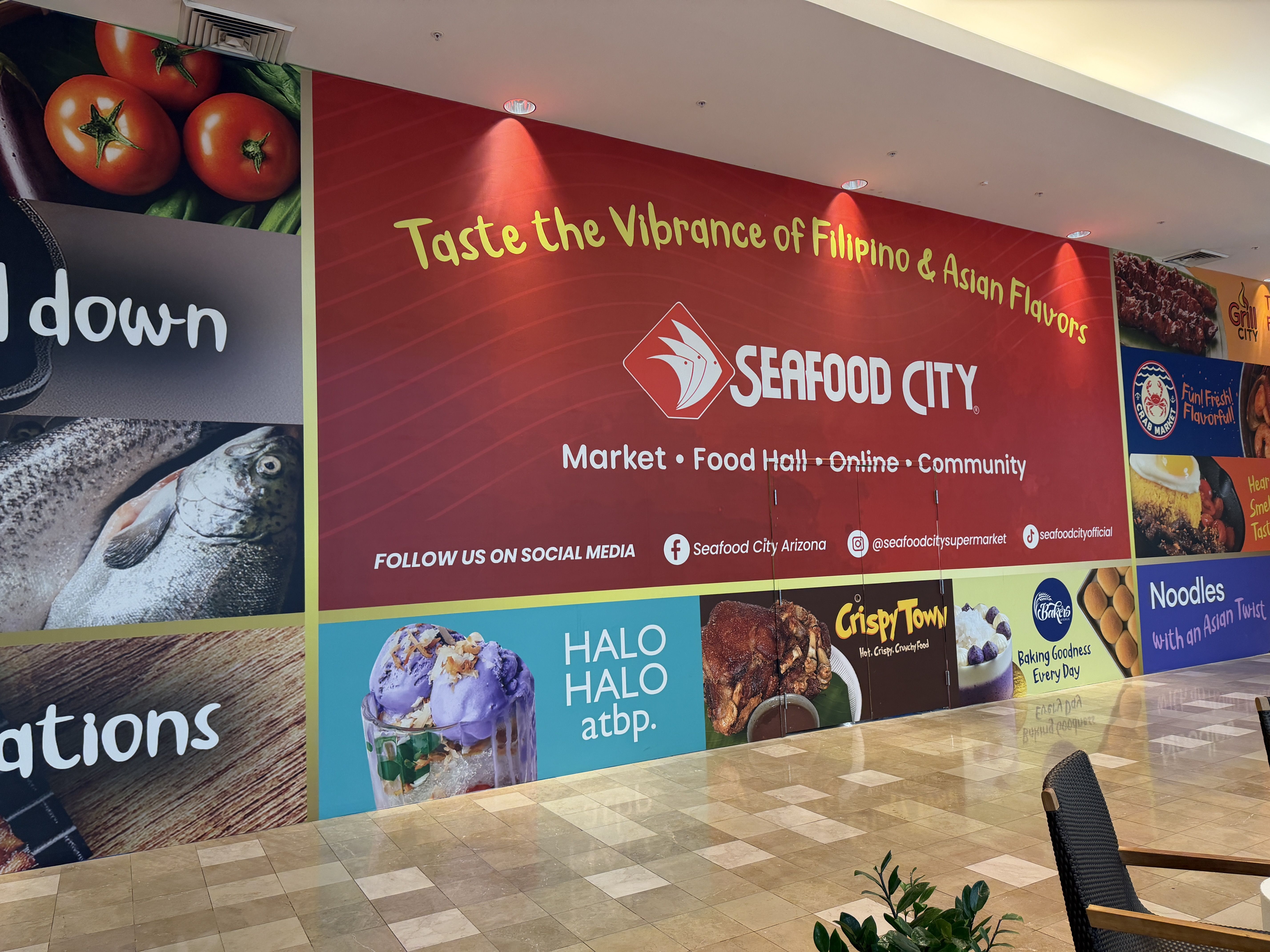 A banner advertising Seafood City.