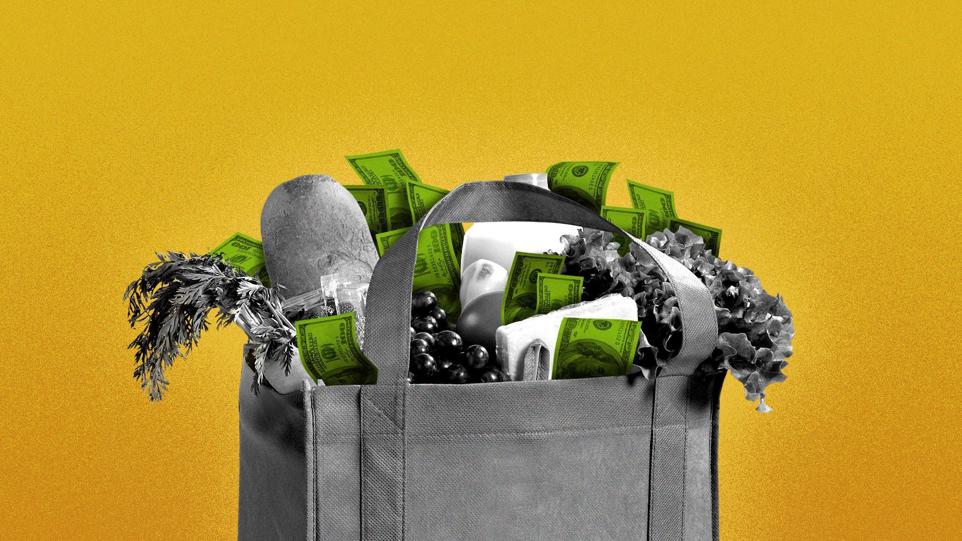 overflowing grocery bag