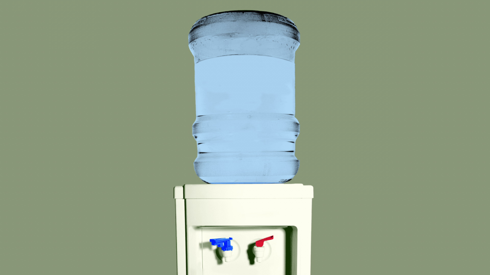 Illustration of a water cooler, with the water filling up from the bottom.
