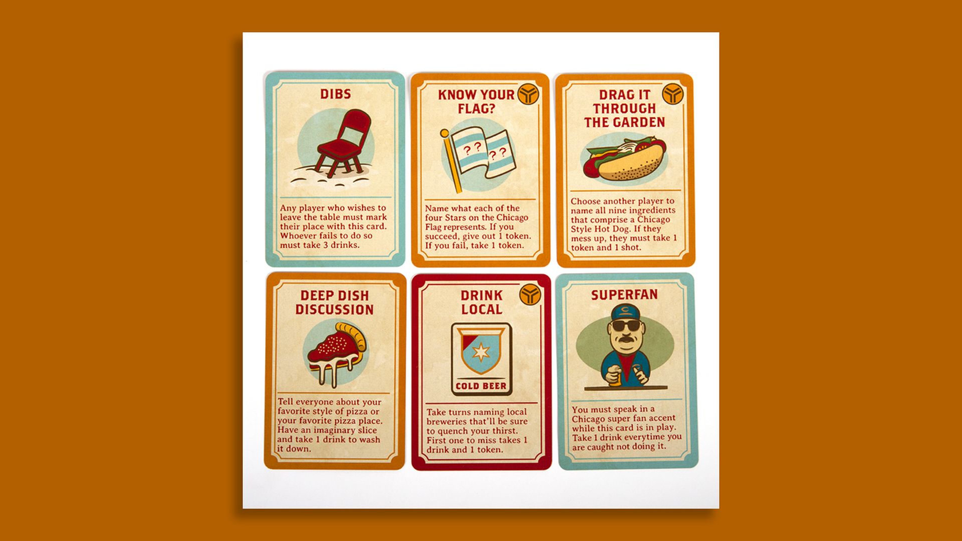 Cards for a game about Chicago.
