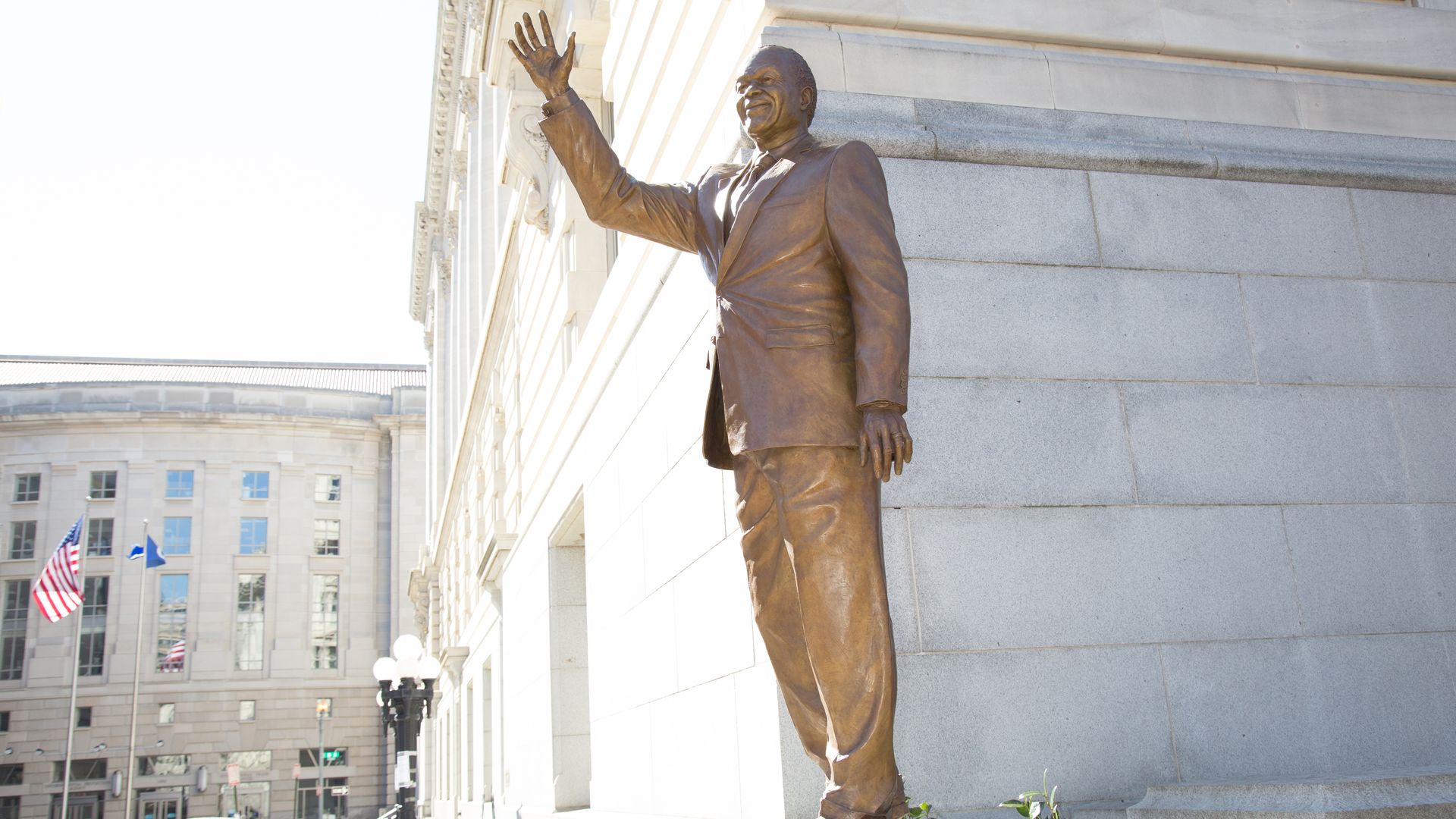 D.C. statue of a waving Marion Barry